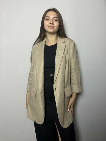 Жакет жіночий оверсайз подовжений бежевий KAPTSOVA MKKS225-4 MKKS225-4 фото