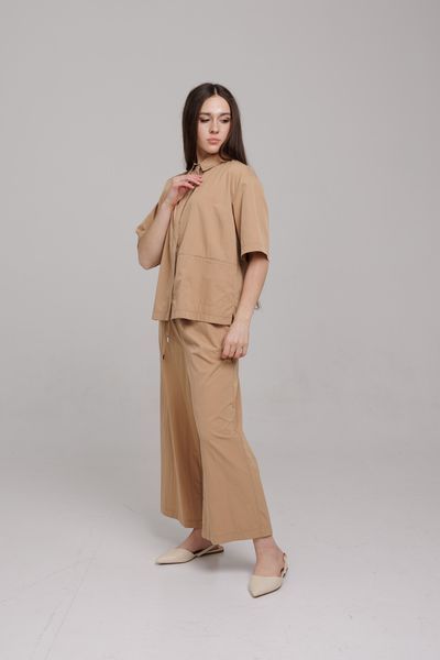 Брюки кюлоты бежевые из плащевой ткани Modna KAZKA MKTL3802/1 MKTL3802/1 фото
