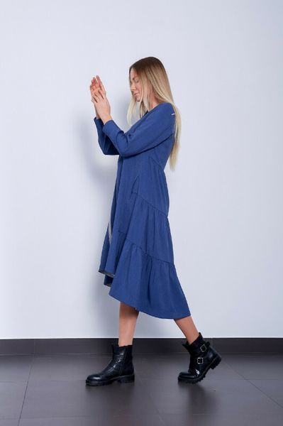 Сукня жіноча синя асиметрична дизайнерська міді Modna KAZKA MKPR140623-2 MKPR140623-2 фото