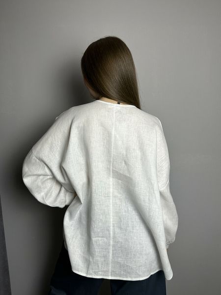 Женская блуза льняная оверсайз с накладными карманами KAPTSOVA MKKS9025-3 MKKS9025-3 фото