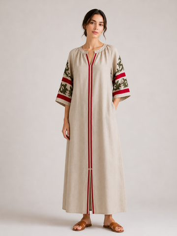 Жіноча вишита сукня міді з поясом та кишенями SEAM MKSMV191/584 MKSMV191/584 фото