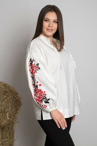 Жіноча вишиванка з об&rsquo;ємними рукавами та вишивкою червоними квітами SEAM MKSMV151-144 MKSMV151-144 фото