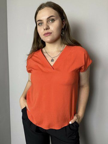 Блуза елегантна жіноча з легкої тканини оранжева AZURI MKAZ6497-4 MKAZ6497-4 фото