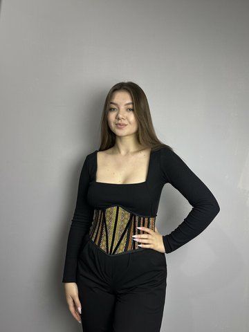 Жіночий корсет базовий двосторонній етнічний на шнурівці Modna KAZKA MKGM107-7 MKGM107-7 фото