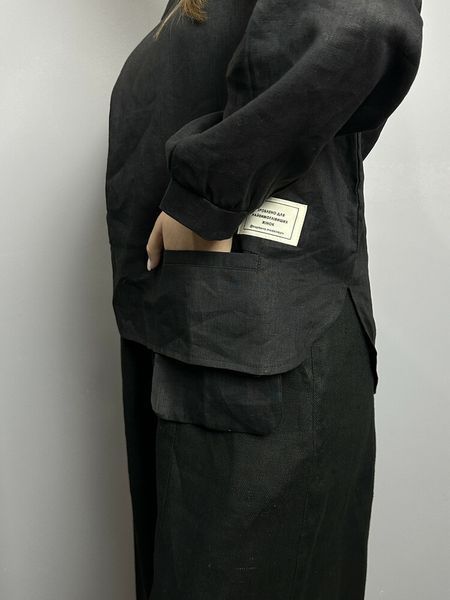 Жіноча блуза лляна оверсайз з накладними кишенями KAPTSOVA MKKS9025-3 MKKS9025-3 фото