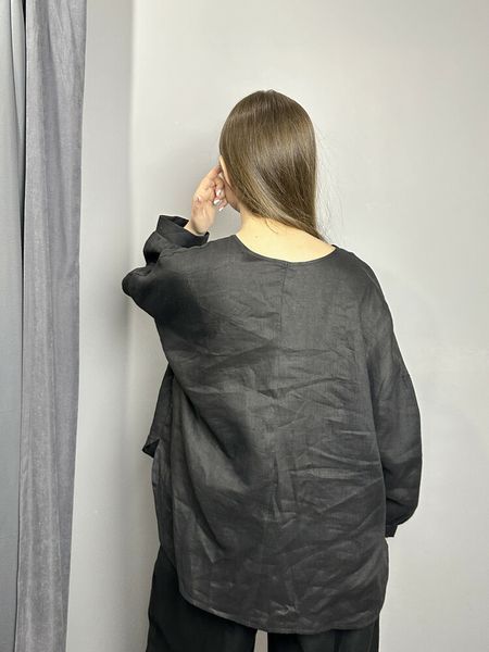 Жіноча блуза лляна оверсайз з накладними кишенями KAPTSOVA MKKS9025-3 MKKS9025-3 фото