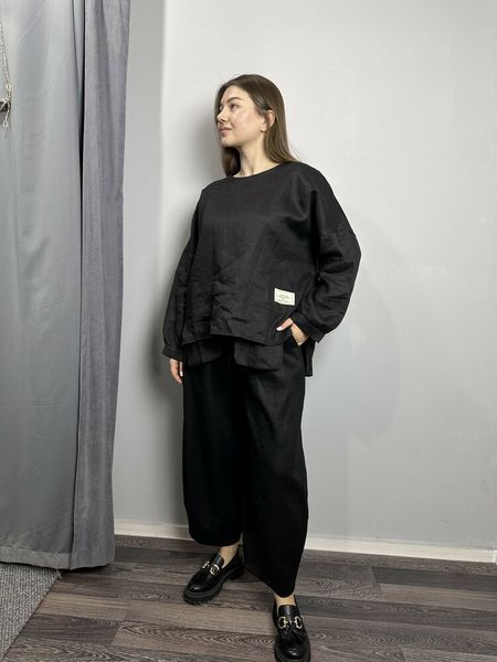 Жіноча блуза лляна оверсайз з накладними кишенями KAPTSOVA MKKS9025-3 MKKS9025-3 фото