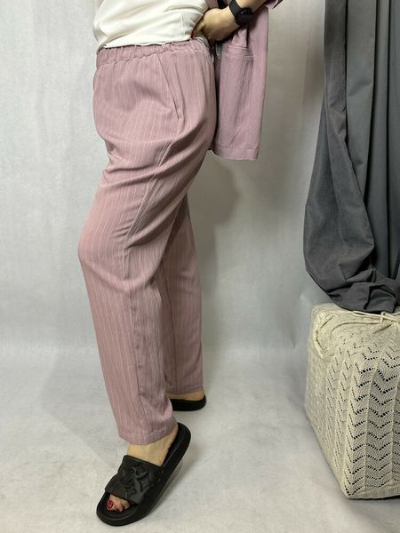 Брюки женские льняные прямые в полоску пудра Сонет Modna KAZKA MKSH2689-3 MKSH2689-3 фото