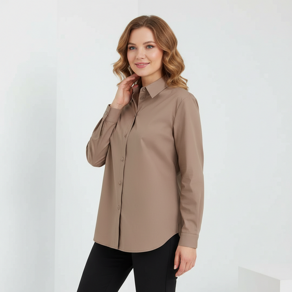 Женская классическая хлопковая рубашка прямого кроя NITA MKLN1001-25 MKLN1001-25 фото