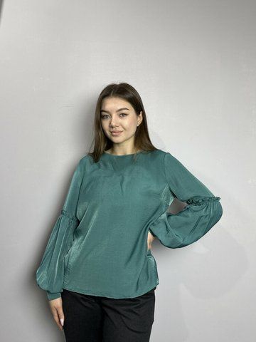 Блуза жіноча дизайнерська бірюзова великого розміру Modna KAZKA MKJL302999-1 MKJL302999-1 фото