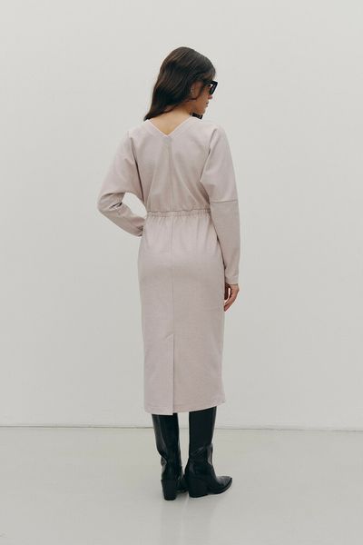 Теплое платье миди с брошью бежевое Modna KAZKA Modna KAZKA MKRM4217-2 MKRM4217-2 фото