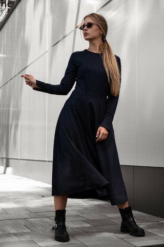 Сукня жіноча трикотажна синя міді "Софія" Modna KAZKA MKPR1102 MKPR1102 фото