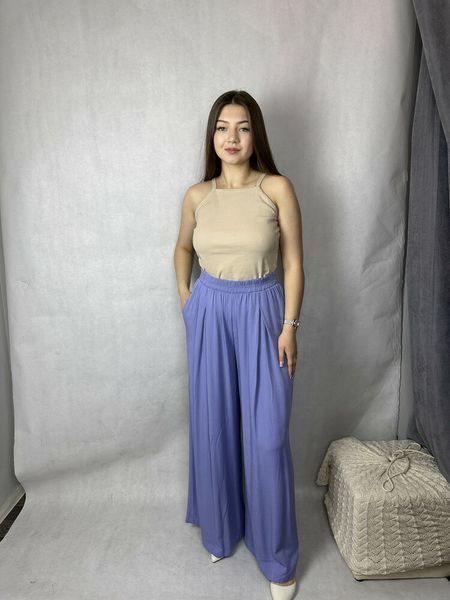 Женские свободные брюки с поясом на резинке голубые Modna KAZKA MKAZ6446-71 6446-71 фото