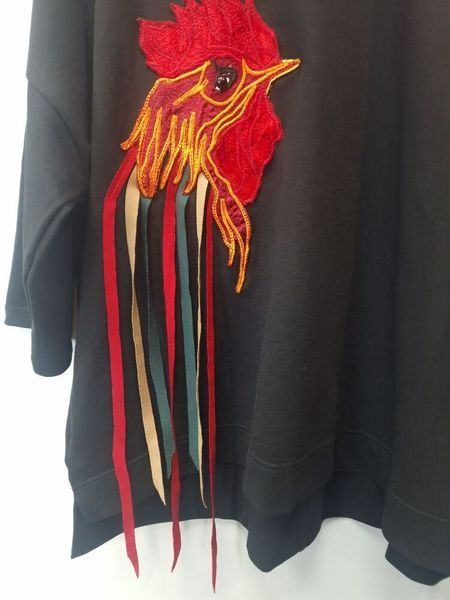 Женский свитшот oversize "Півні" с вышивкой и боковыми карманами MKNK1234 MKNK1234 фото