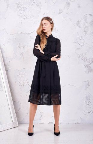 Платье "Ника" черное миди Modna KAZKA MKPR801 MKPR801 фото