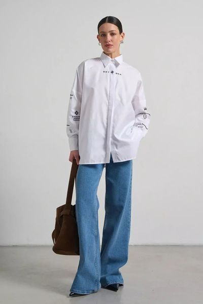 Женская рубашка оверсайз с вышивкой символов Витоки RICA MARE MKRM4293 MKRM4293 фото