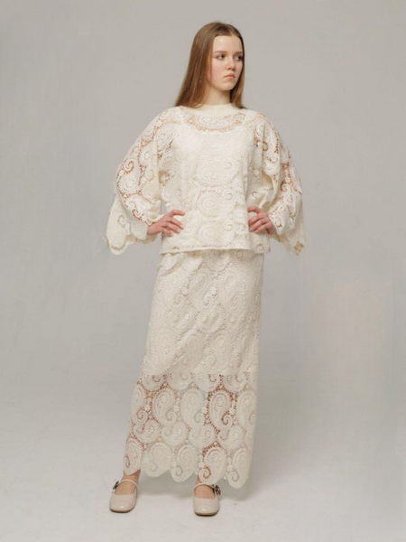 Женский костюм макраме с кофтой и юбкой на резинке TELL MKTL5274/1407 MKTL5274/1407 фото