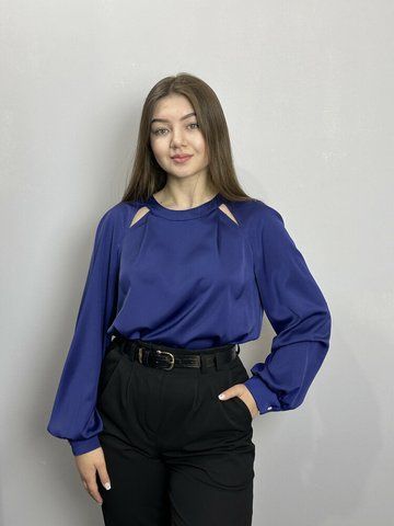 Блуза жіноча дизайнерська синя однотонна Modna KAZKA MKJL30702 MKJL30702 фото