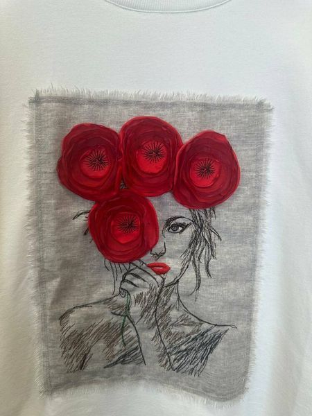 Жіночий світшот oversize з вишивкою Маки Modna KAZKA MKNK4567 MKNK4567 фото