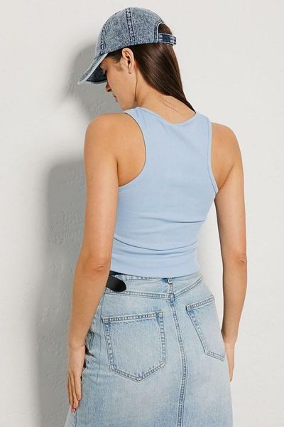 Майка женская в рубчик трикотажная голубая Modna KAZKA MKAR32903-4 MKAR32903-4 фото