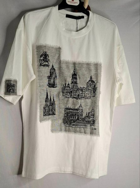 Женская футболка оверсайз свободного силуэта Львовские достопримечательности Modna KAZKA MKNK26090-1 MKNK26090-1 фото