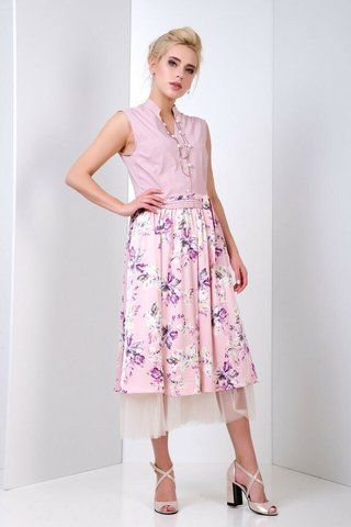 Жіноче плаття пудрове з шовковою спідницею нарядне Modna KAZKA MKSH2044-1 XSUJbkk2KMFzXkapyXwcVfx3 фото