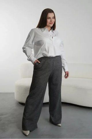 Женские теплые брюки - палаццо трикотажные с карманами NITA MKLN1408 MKLN1408 фото