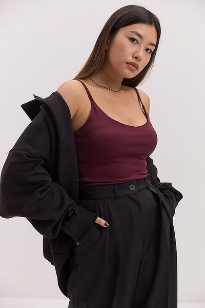 Женский базовый топ из микры бордовый Modna KAZKA MKAR69270-4 MKAR69270-4 фото