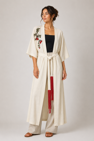 Жіноче кімоно довге вільного крою з поясом Горбина Modna KAZKA MKSH2840/1 MKSH2840\1 фото