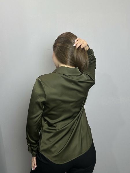 Блуза жіноча дизайнерська хакі на гудзики MKJL30779 MKJL30779 фото