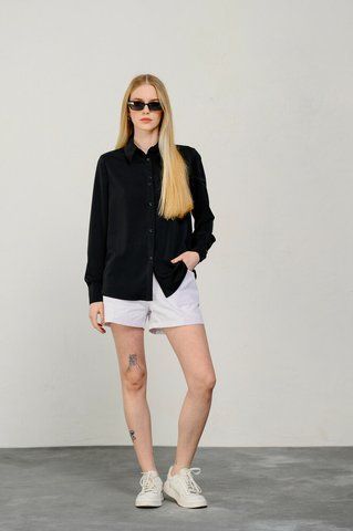 Блуза жіноча на ґудзики чорна Modna KAZKA MKAZ6403-4 MKAZ6403-4 фото