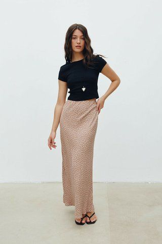 Юбка летняя бежевая миди с принтом Modna KAZKA MKRM4183-3 MKRM4183-3 фото