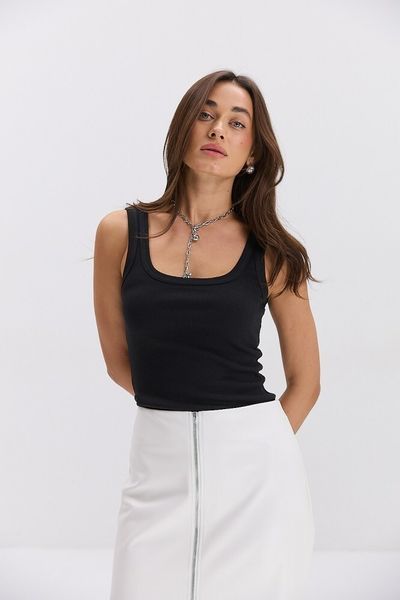 Майка жіноча чорна трикотаж рубчик Modna KAZKA MKAR22032-3 MKAR22032-3 фото