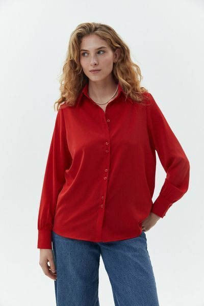 Блуза жіноча базова червона великого розміру Modna KAZKA MKAZ6659-1 MKAZ6659-1 фото