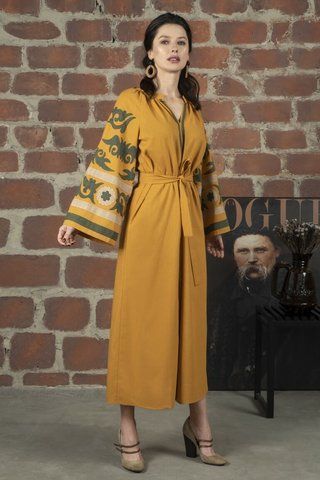 Жіноча вишита сукня міді з поясом SEAM MKSMV190/275 MKSMV190/275 фото