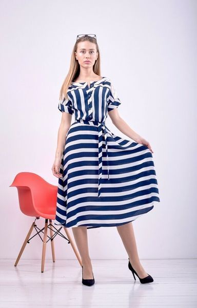 Женское платье летнее миди стильное в полоску Линда Modna KAZKA MKPR321 MKPR321 фото