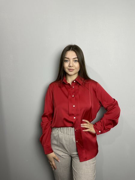 Блуза жіноча дизайнерська червона на гудзики Modna KAZKA MKJL30775 MKJL30775 фото