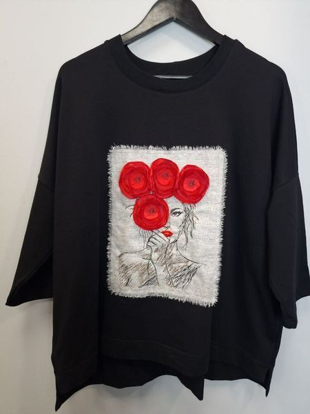 Жіночий світшот oversize з вишивкою Маки Modna KAZKA MKNK4567 MKNK4567 фото