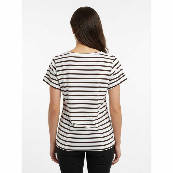 Жіноча футболка трикотажна в смужку з принтом Марка KAPTSOVA MKKS280125-3 MKKS280125-3 фото
