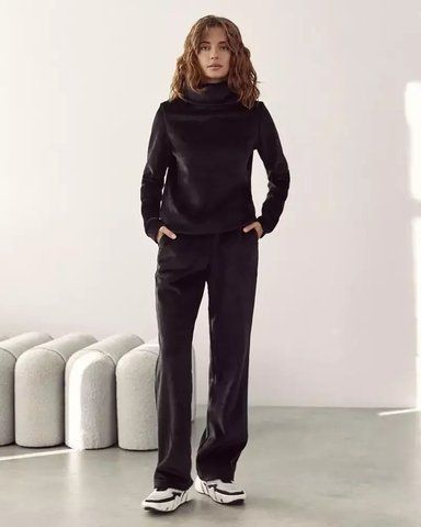 Жіночий трикотажний костюм з брюками вельветовий чорний J.LONDON MKJL303809 MKJL303809 фото