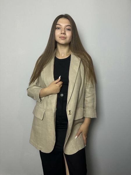Жакет жіночий оверсайз подовжений бежевий KAPTSOVA MKKS225-4 MKKS225-4 фото