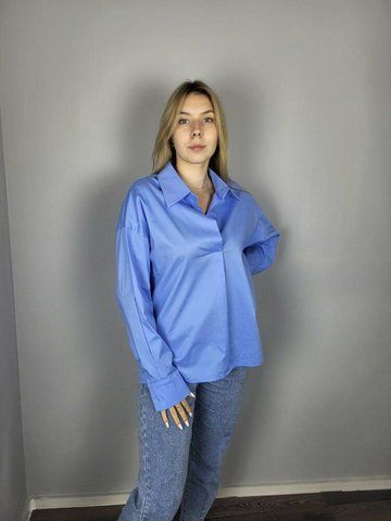Сорочка жіноча базова блакитна MKAD3211-99 MKAD3211-99 фото