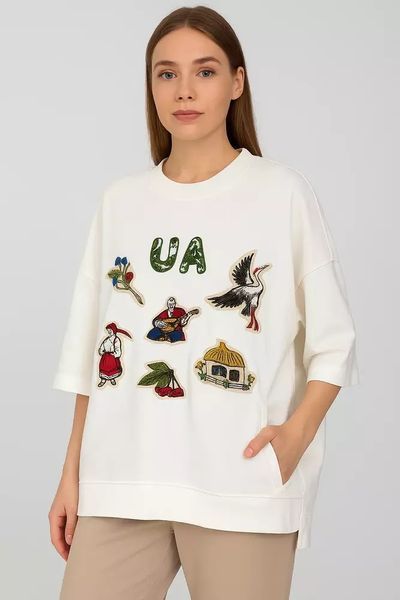 Женский свитшот oversize "Кобзар" с вышивкой и боковыми карманами Modna KAZKA MKNK5678 MKNK5678 фото