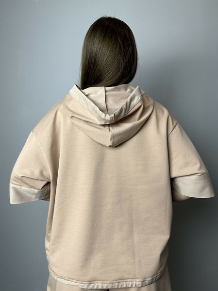 Худі жіноче на короткий рукав бавовняне світло-бежеве Perfect Modna KAZKA MKSH2442-1 MKSH2442-1 фото