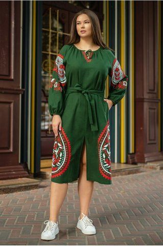 Жіноча сукня вишита з поясом міді SEAM MKSMV107/845 MKSMV107/845 фото
