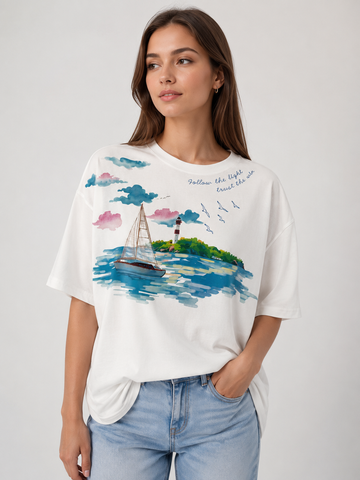 Жіноча футболка oversize з принтом та вишивкою RICA MARE MKRM4318 MKRM4318 фото