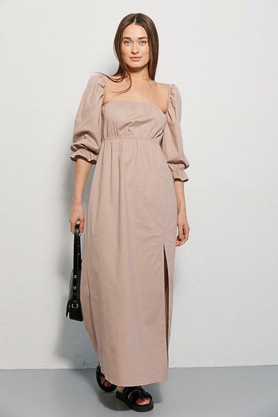 Сукня жіноча літня максі бежева Modna KAZKA MKAR46760-3 MKAR46760-3 фото