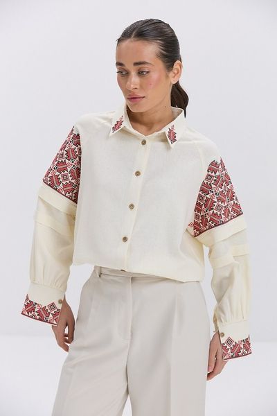 Женская рубашка-вышиванка прямого кроя с геометрической вышивкой ONE SIZE ARJEN MKAR69222-1 MKAR69222-1 фото
